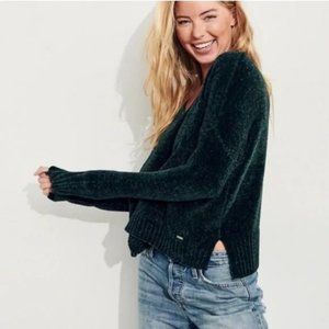 Chenille V-Neck Sweater - Black - Size L